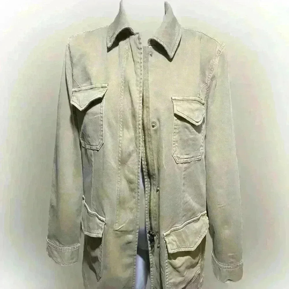 Liverpool Women’s Medium Cornstalk Zip Button Snap Utility Cargo Jacket